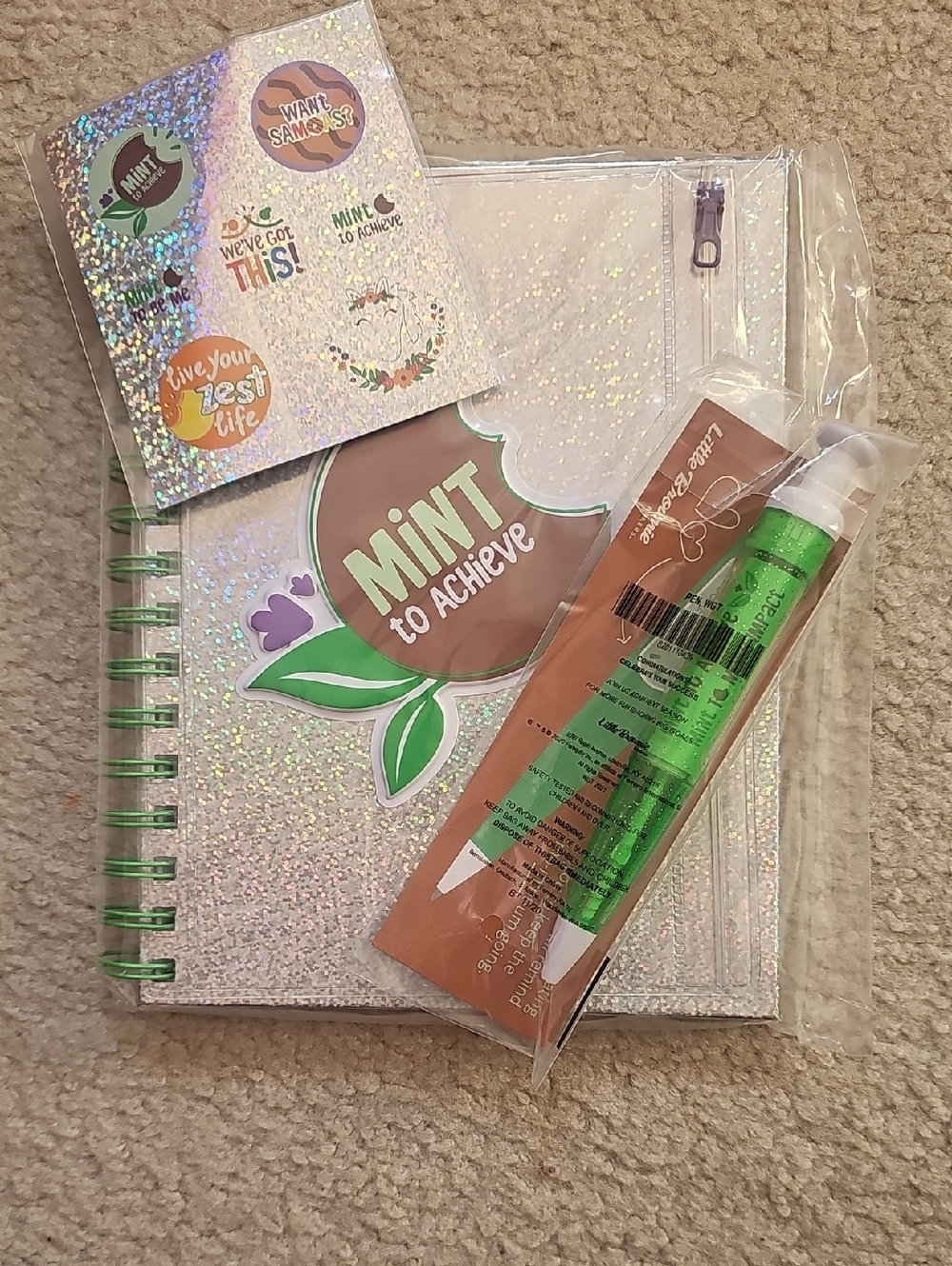 Mint to Achieve Silver Glitter Notebook & Sticker Set by